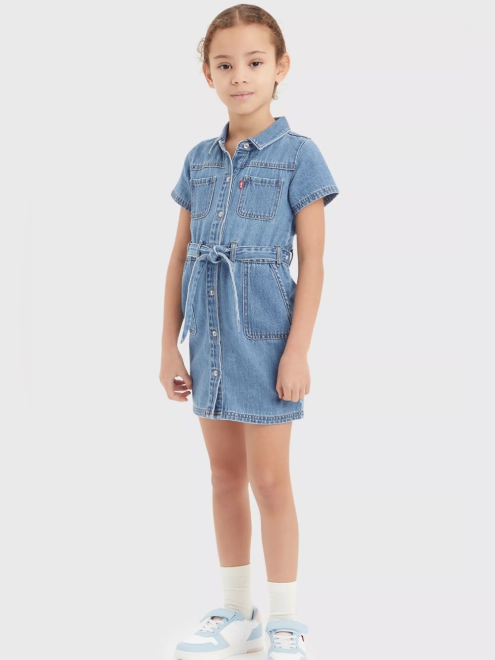 Levi's Short-Sleeve Utility Self-Tie Denim Dress Girls Size 6X